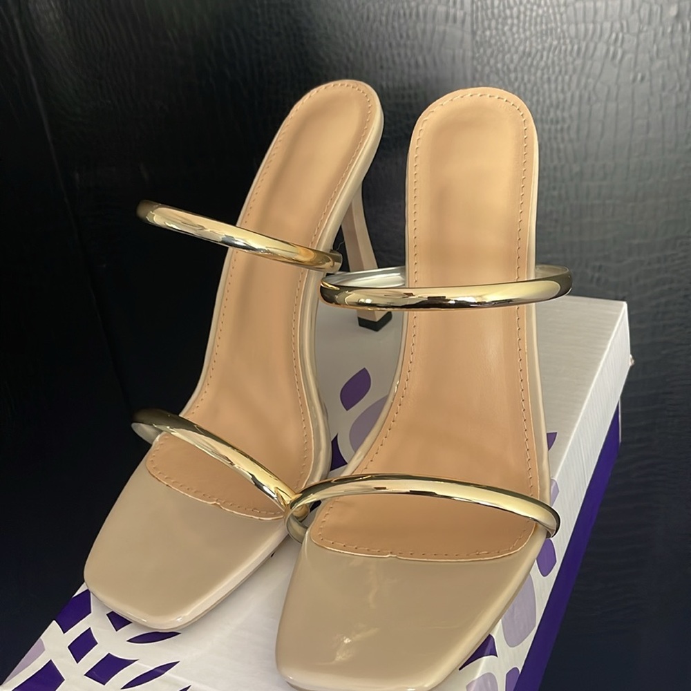 Gold and Nude Two Scrap Heels Size EUR 40 or US 8